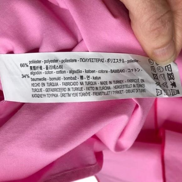Zara Basic Mini Dress Wns Size M Pink Ruffle Short Sleeve Barbie Simple Feminine - Picture 7 of 8